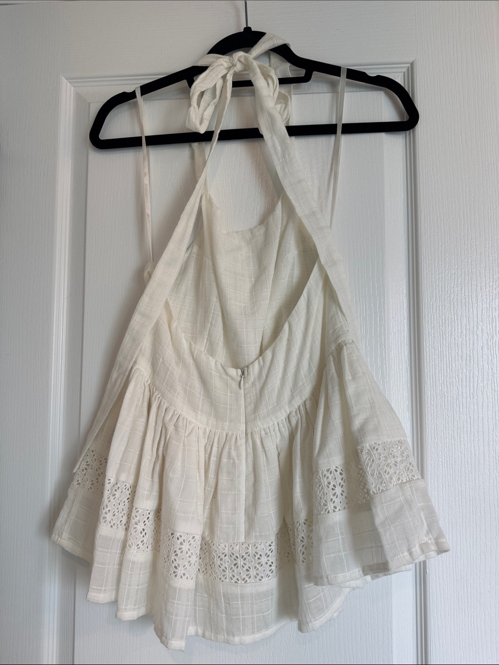 NWT L’America white cotton peplum tank - Picture 3 of 7